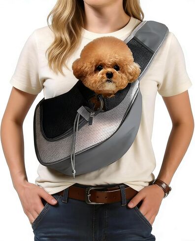 Pet Dog Sling Carrier, Breathable Mesh Adjustable Puppy Sling Carrier Hand Free for Small Dog Cat, M, Rose in Kuwait