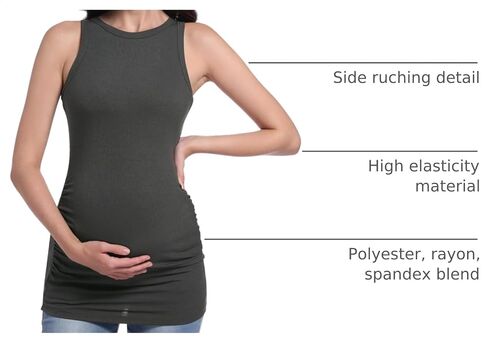 V VOCNI Maternity Tank Tops Women's Sleeveless Racerback High Neck Casual Ribbed Fitted Tops Cami Top Shirt Pregnancy Tee in Kuwait