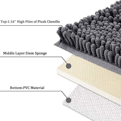 SONORO KATE Rugs, Ultra Absorbent & Non-Slip Memory Foam, Machine Washable, Soft Velvet Bath Mats, Easier to Dry for Bathroom Floor (17"×24", Dark Grey) in Kuwait
