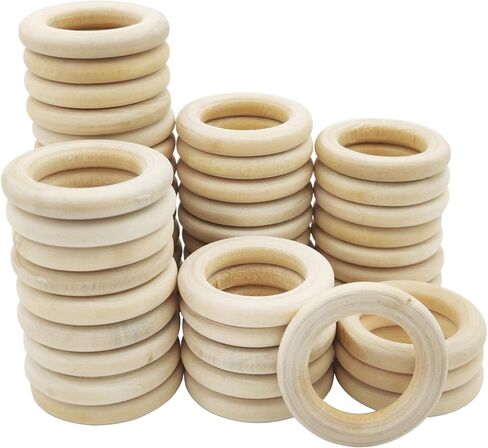 50 Pieces Natural Wooden Rings for DIY Craft Unfinished Handmade Wood Rings Circles Without Paint for Wood Ring Pendant Connectors Jewelry Making (35MM(1.38")) in Kuwait