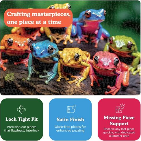 Rainbow Ribbit: Frog Ensemble - 1000 Piece Jigsaw Puzzle - Vibrant Eco-Friendly Puzzle - Premium Quality - Unique Artwork for Adults - by Cross & Glory in Kuwait