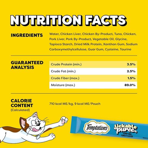 Temptations Creamy Puree with Beef Liver, Salmon, Chicken, and Tuna Variety Pack of Lickable, Squeezable Cat Treats, 0.42oz Pouches, 48 Count Variety Pack in Kuwait
