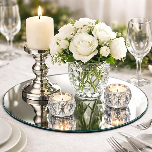 Murrey Home 12 Pack Mirror Centerpieces for Tables, 8" Round Mirrors for Centerpieces Wedding Party Mirror Tiles Christmas Decorations, 2MM in Kuwait