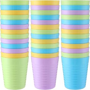 Eccliy Toddler Cups Kids Cups 8 oz Plastic Cups Reusable Cups Unbreakable Plastic Drinking Cups Tumblers for Kids Baby Toddlers, Dishwasher Safe, 6 Colors (36 Pcs) in Kuwait