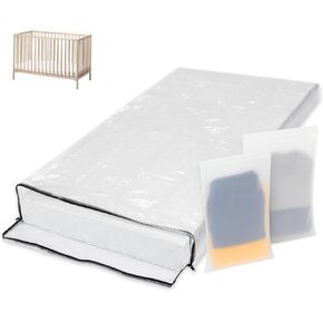 Crib Mattress Storage Bag with Zipper, 2 Accessory Bags | 5 mil plastic, smooth zipper, fitted design, 2 accessory bags in Kuwait