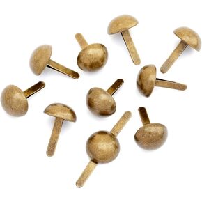 CRAFTMEMORE Round Brads Purse Feet Handbag Nailheads Spike Prong Studs 8MM 10MM 12MM 100 PCS (10 mm (≈3/8"), Antique Brass) in Kuwait