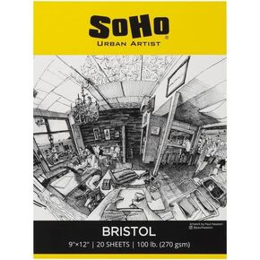 SoHo Urban Artist Bristol Paper Pads - Smooth Bristol Paper Pads for Sketching, Charcoal, Colored Pencils, Inks, & More! - 11x14" - 12 Pack in Kuwait