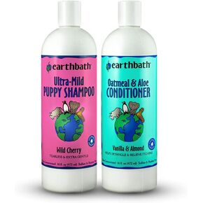 Earthbath Oatmeal & Aloe Shampoo & Conditioner Pet Grooming Set - Itchy, Dry Skin Relief, Made in USA - Vanilla Almond, 16 oz (1 Set) in Kuwait