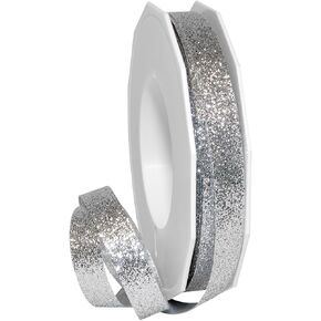 Morex Ribbon 98502/25-631 Metallic Princess Glitter, 3/8" x 25 yd, Silver in Kuwait