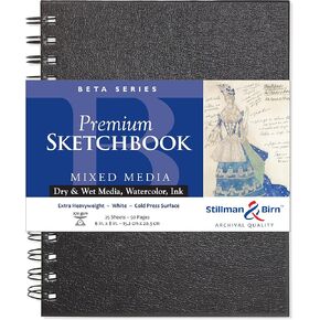 Stillman & Birn Beta Series Wirebound Sketchbook, 6" x 8", 270 gsm (Extra Heavyweight), White Paper, Cold Press Surface in Kuwait