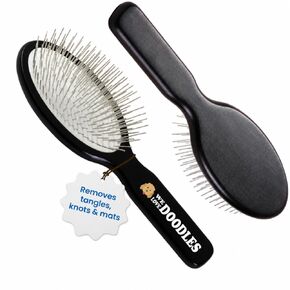 Pet Grooming Detangler Pin Dog Brush For Shedding and Removing Loose Fur, Lightweight Beech Wood with Gold Plated Pins for Long Hair [We Love Doodles] in Kuwait
