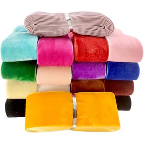 18 Colors 36 Yards 3/4 inch Assortment Velvet Ribbon Single Face Chocker Ribbon for Package Wrapping, Hair Bow Clips Making, Sewing, Baby Headbands, Wedding Decorations (Multi-Color, 3/4" 20mm) in Kuwait