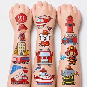 Firefighter Temporary Tattoos Themed Birthday Party Decorations Favors Supplies 96 PCS 8 Sheets Cute Tattoo Stickers For Children Kids Boys Girls Games School Gifts Rewards Home Activity in Kuwait