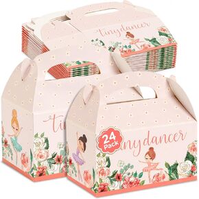 BLUE PANDA 24-Pack Ballet Tiny Dancer-Themed Gable Party Favor Boxes for Ballerina Party Decorations, Built-In Handles with Pre-Scored Tabs for Easy Assembly (Pink, 6x3x4 in) in Kuwait