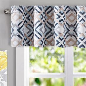 Moroccan Geometric Boho Balloon Window Shades Terracotta and Blue Bathroom window short curtains Thermal Tie Up Shade for Small Window Valance Roman Blind Curtains 3 Inch Rod Pocket 45 Inch x 63 Inch in Kuwait