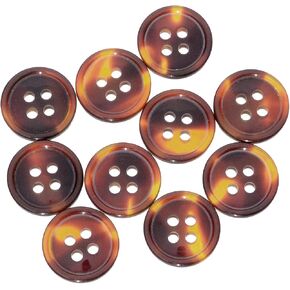 Mibo 12pcs Polyester Suiting and Coat Button - Imitation Tortoise Shell - 4 Hole - Classic Shape with Rim - 20L(12mm) in Kuwait
