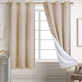 Diraysid 100% Blackout Curtains White Linen Curtains for Bedroom Grommet Thermal Insulated Room Darkening Drapes (2 Panels, W52 x L95 Inch) in Kuwait