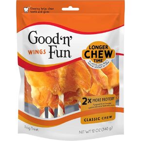 Good'n'Fun Triple Flavor Wings, Dog Chew Sticks, Premium Chicken and Beef Hide Treats for Dogs, 12 oz in Kuwait