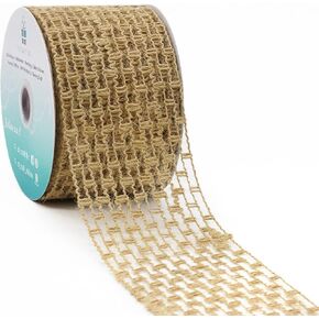 CT CRAFT LLC Mesh Burlap Wired Ribbon 2.5" x 10 Yards Natural Color for Christmas Home Wedding Decor Gift Wrapping Tree Topper Bow Wreath Bouquet DIY Crafts in Kuwait