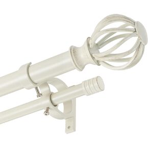 Double Curtain Rods for Window 72-144", Matte Black Double Curtain Rods with Round Cage & Barrel Finials, 1-Inch Front and 5/8 Inch Back Double Drapery Rod, Telescoping Double Rod Curtain Rod in Kuwait
