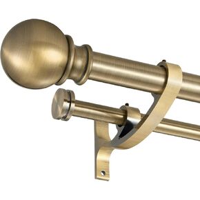 Double Curtain Rods with Aluminum Bouquet Brackets and Round Finials,Brushed Nickel Curtain Rods for Windows 72 to 144 inch,1-Inches Front and 5/8 Inches Back Double Window Drapery Rod in Kuwait