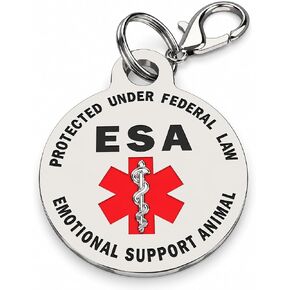 DOUBLE SIDED Small Breed Emotional Support Animal ESA Tag Red Medical Alert Symbol and Protected by Federal Law .999 inch ID Tag. Easily switch between collars harness and vest. in Kuwait