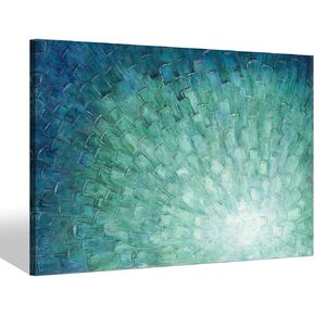 arttitue Abstract Teal Canvas Painting Artwork: Contemporary Gallery Hand Painted Textured Picture Modern Bedroom Living Room Wall Art Decor Home Office Decoration 36"x24" in Kuwait