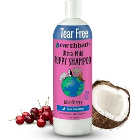 Earthbath Ultra-Mild Wild Cherry Puppy Shampoo - Tearless & Extra Gentle for Puppies' Sensitive Skin, Aloe Vera, Vitamin E, Give Your Puppy a Brilliant and Quality Shine, Made in USA - 16 fl. oz in Kuwait