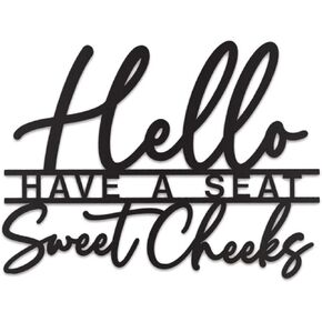 Vivegate Hello Sweet Cheeks Sign Metal Black Bathroom Wall Decor - 15"x11" Black Bathroom Wall Decor Modern Hello Sweet Cheeks Farmhouse Metal Bathroom Decor Wall Signs For Bathroom Wall Art Decor in Kuwait