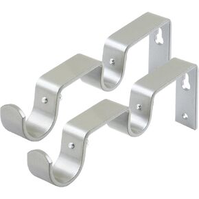 KAMANINA Double Curtain Rod Bracket for 1 and 3/4 Inch Curtain Rods, Heavy Duty Double Curtains Rods Holder, Set of 2, Bronze in Kuwait