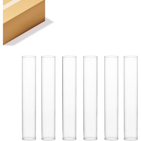 WGVI Clear Hurricane Candle Holder Sleeve, Wide 3.5", Height 6", 6 Pieces, Hurricane Vase, Glass Cylinder Open Ended Chimney Shade Tube For Pillar and Tapered Candleholder, Flame Cover. in Kuwait