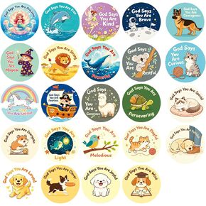 Christian Bible Stickers for Kids - 320Pcs 1.5 in Jesus Stickers Christian Scripture Quotes for Church Activities, Sunday School in Kuwait