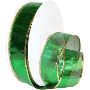 Morex Ribbon 7417.40/50-607 Curling Gleam 1.5" X 50 YD Wired Ribbon for Gift Wrapping, Emerald, Flower Bouquet Ribbons for Crafts, Valentines, Baby Showers, Graduation Baskets, and Wedding Decorations in Kuwait