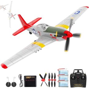 rcxsuv VOLANTEXRC RC Plane - P51 Mustang Ready to Fly with X-Pilot Stabilization - Remote Control Aircraft for Adults, One-Key Aerobatics, 2.4GHz 6-Axis Gyro in Kuwait