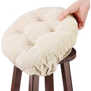 SINOSSO Modern Linen Bar Stool Cushion Dia.14, Fashion Interweaving Design Anti-Skid Silicone Round Stool Seat Cushion Cover Padded (Light Brown, L,1) in Kuwait