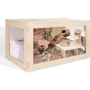 Niteangel Bigger World - MDF Aspen Terrarium for Hamster Gerbils Mice Lemming Degus or Other Small-Sized Pets(30 x 15 x 17.7 inches, Burlywood) in Kuwait