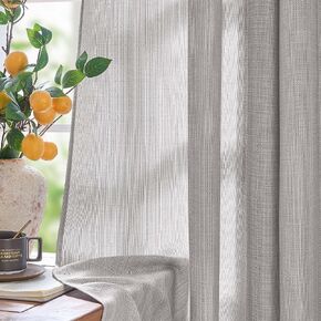 jinchan Curtains Linen Textured Casual Weave Curtain for Living Room 84 Inches Long Grommet Top Light Filtering Window Drapes Panels for Bedroom White 2 Panels Curtains in Kuwait