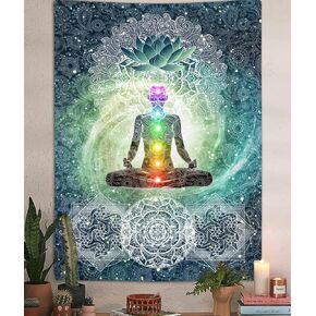 Chakra Tapestry, Seven Chakra Yoga Meditation Zen Decor Small Tapestry Wall Hanging for Bedroom, Hippie Lotus Spiritual Tapestries Poster Beach Blanket College Dorm Home (30W X 40H) in Kuwait
