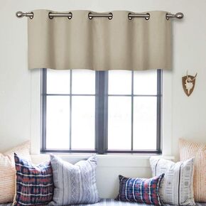 MRTREES Blackout Valance Curtains, Short Kitchen Curtain Valances Room Darkening, Grommet Top Small Window Topper Treatment for Living Room/Bedroom/Basement(1 Panel, 52x16 Inches, Greyish White) in Kuwait
