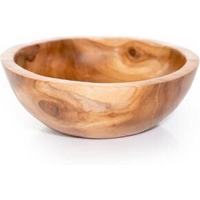 ANDALUCA Rustic Teak Wood Hand Carved Organic Bowl (11"-12" Diameter) in Kuwait