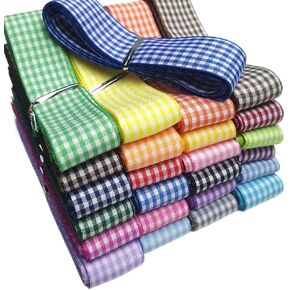 Libiline 50yards 1 Roll 3/8" 10mm Christmas Green Gingham Ribbon Craft DIY Gift Packing Hair Bow Accessory (Christmas Green, 3/8") in Kuwait