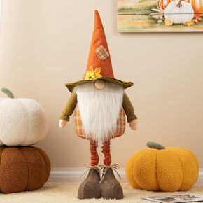 glitzhome Fall Harvest Gnome Plush Decor Cute Telescoping Fall Fabric Gnome Doll Elf Standing Decor Fall Table Collectible Ornaments Gnome Decor Fall Gift Present, 39" H/27''H in Kuwait