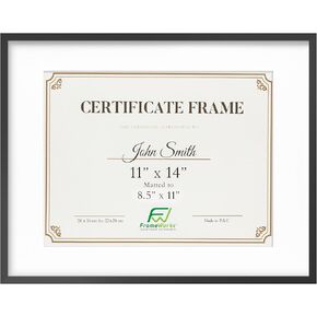 FrameWorks 11"x14" Matted to 8.5"x11" – Deluxe Silver Aluminum Contemporary Diploma Frame with Tempered Glass and Removable Mat in Kuwait