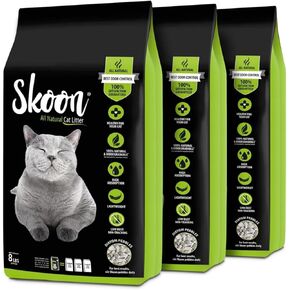 (2 Bags) Skoon All-Natural Cat Litter – Light-Weight, Non-clumping, Low Maintenance, eco-Friendly - absorbs, Locks and Seals Liquids for Best Odor Control. in Kuwait