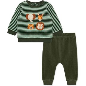 Little Me Clothes for Baby Girl's and Boy's Velour Sweatshirt Tracksuit, Jogger Sets 0-12 Months in Kuwait
