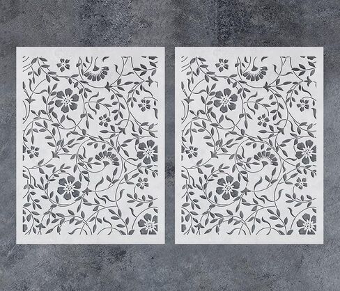 GSS Designs Flourish Stencils for Painting on Wood Canvas Paper Fabric Floor Wall Paint Stencils for Walls and Floors 16x21Inch Reusable DIY Art Craft Stencils for Painting Flowers and Leaves in Kuwait