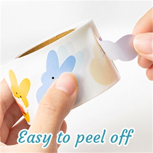 Easter Kids' Stickers Rolls - 1000pcs(2 Rolls)20 Styles Easter Bunny Marshmallow Chick Sticker Roll Cartoon Cute Giftwrap Self-Adhesive Novelty Easter Gift Wraping School Student Prizes Reward in Kuwait