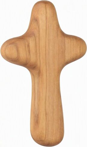 Yookin Natural Wood Olive Hand Held Clinging Cross Hand Carved Wooden Holding Cross 4 inches long Jesus Cross Gift for Prayer Palm Church Gift Palm Cross(A) in Kuwait