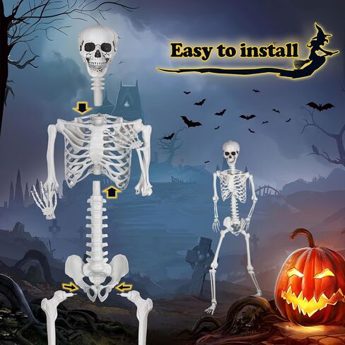 XONOR 16" Posable Halloween Skeleton- Full Body Halloween Skeleton with Movable Joints for Haunted House Props Decorations (10pcs) in Kuwait