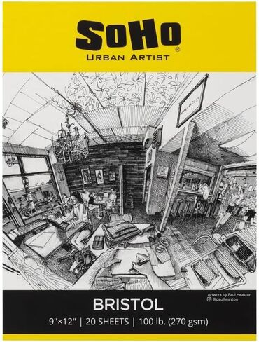 SoHo Urban Artist Bristol Paper Pads - Smooth Bristol Paper Pads for Sketching, Charcoal, Colored Pencils, Inks, & More! - 11x14" - 12 Pack in Kuwait